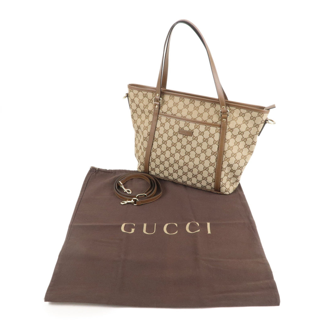 GUCCI GG Supreme Leather 2WAY Tote Bag Beige Brown 388929