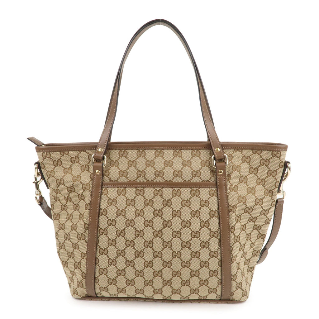 GUCCI GG Supreme Leather 2WAY Tote Bag Beige Brown 388929