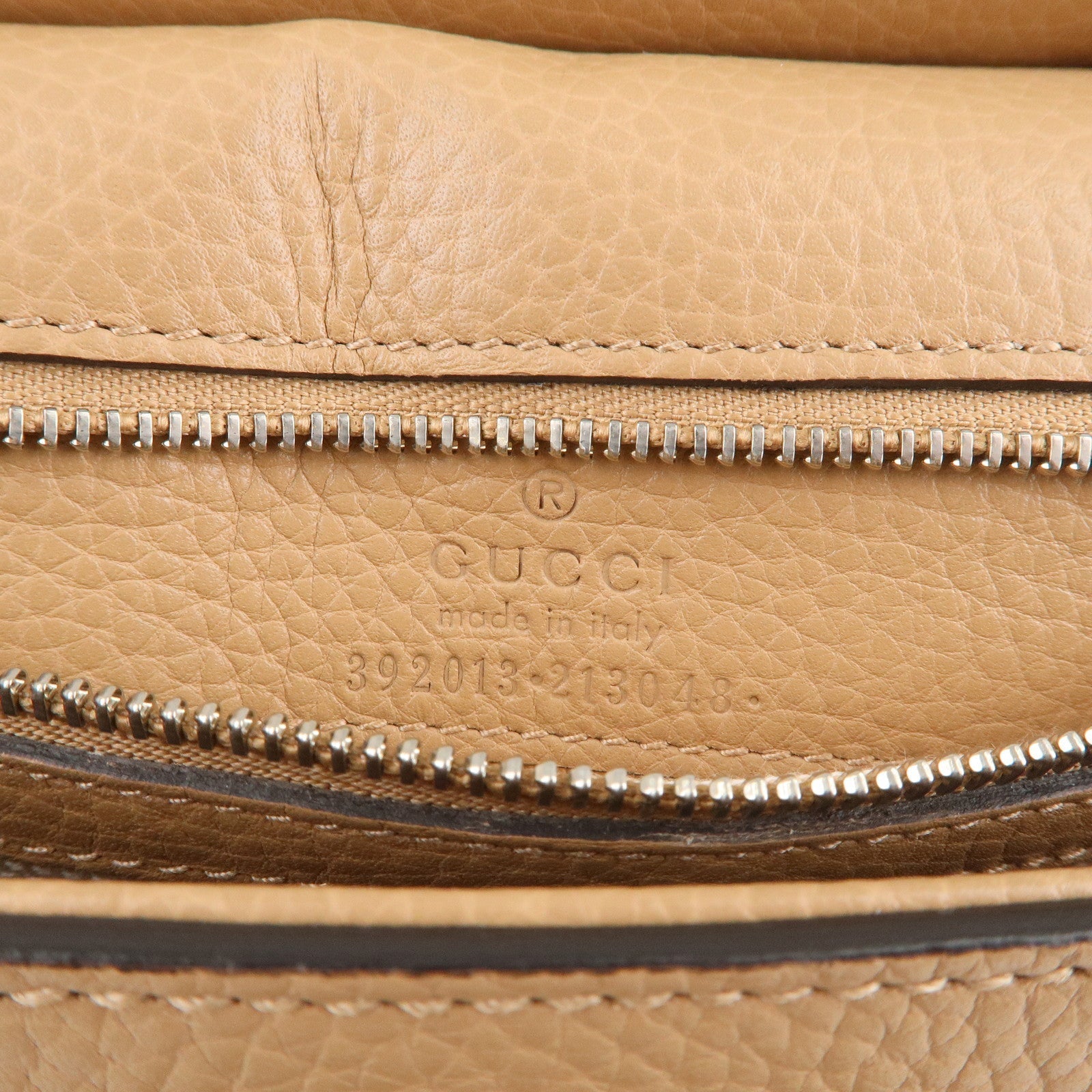GUCCI Bamboo Daily Leather 2Way Bag Hand Bag Beige 392013