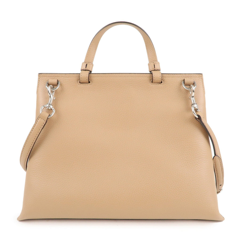 GUCCI Bamboo Daily Leather 2Way Bag Hand Bag Beige 392013