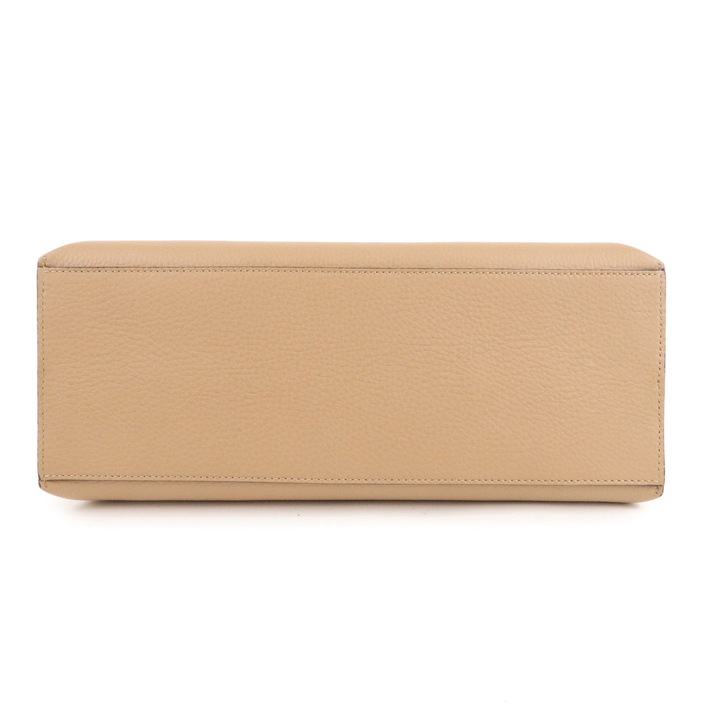 GUCCI Bamboo Daily Leather 2Way Bag Hand Bag Beige 392013