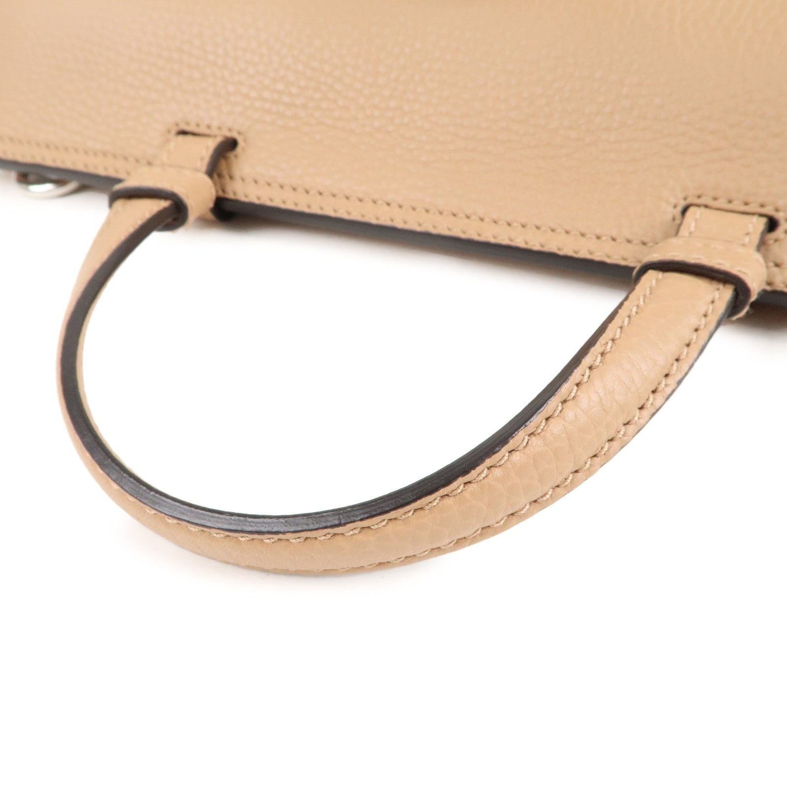 GUCCI Bamboo Daily Leather 2Way Bag Hand Bag Beige 392013