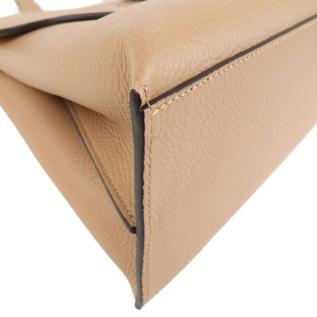 GUCCI Bamboo Daily Leather 2Way Bag Hand Bag Beige 392013
