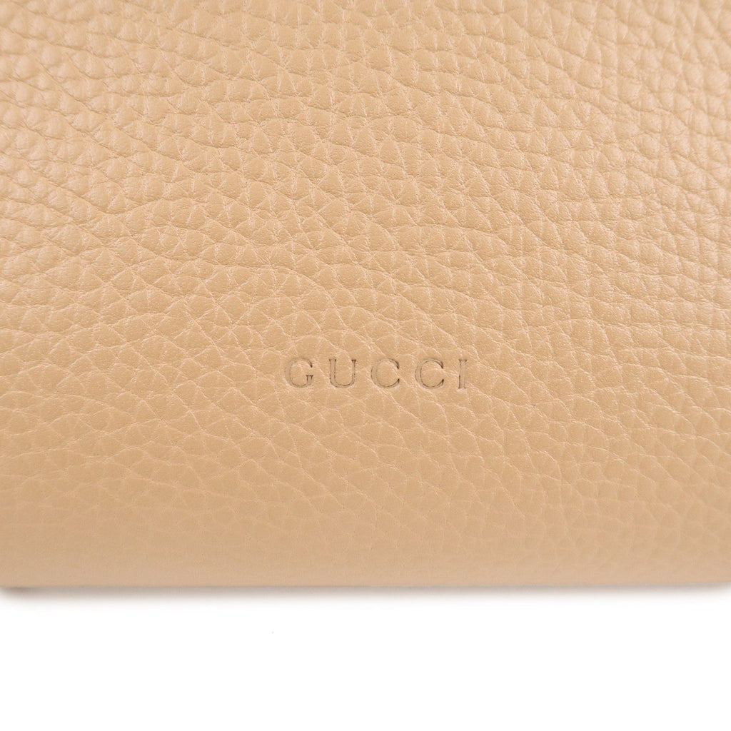 GUCCI Bamboo Daily Leather 2Way Bag Hand Bag Beige 392013