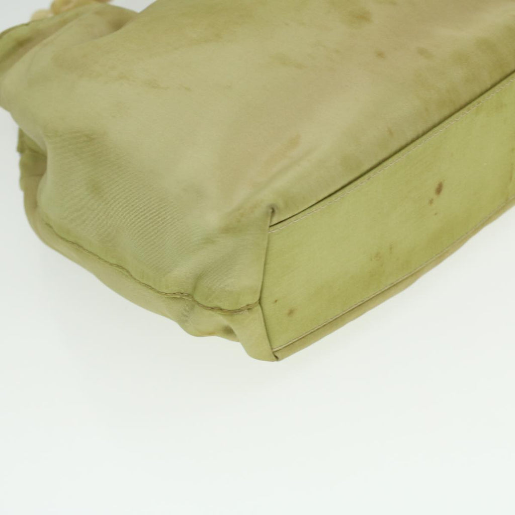 CHRISTIAN DIOR Maris Pearl Hand Bag Nylon Khaki Auth 37035