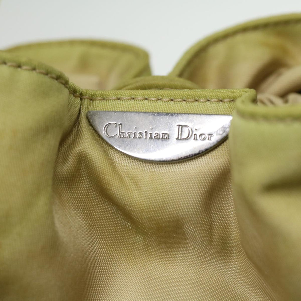 CHRISTIAN DIOR Maris Pearl Hand Bag Nylon Khaki Auth 37035