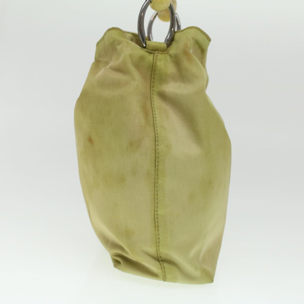 CHRISTIAN DIOR Maris Pearl Hand Bag Nylon Khaki Auth 37035