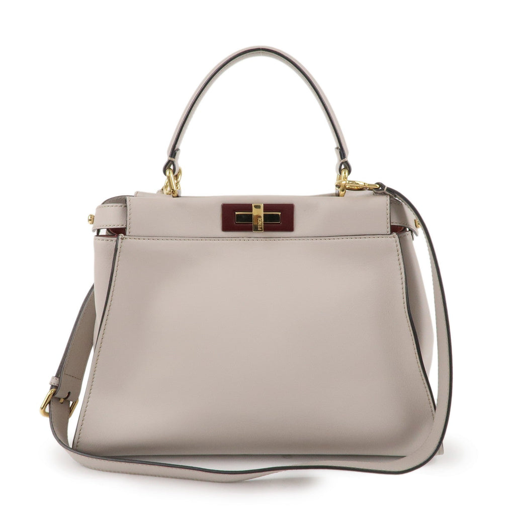 FENDI Selleria Peekaboo Regular Leather 2WAY Bag Gray 8BN290