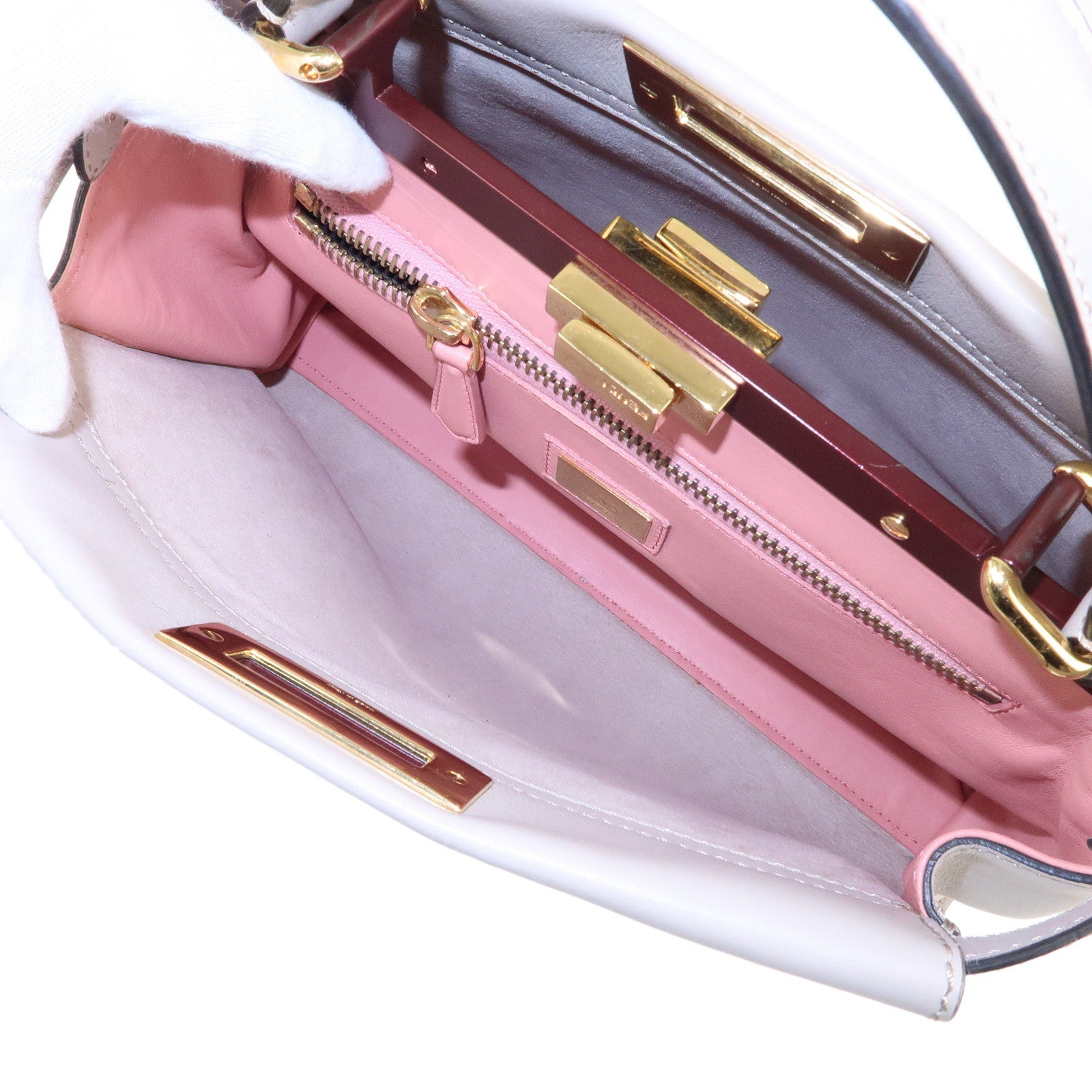 FENDI Selleria Peekaboo Regular Leather 2WAY Bag Gray 8BN290
