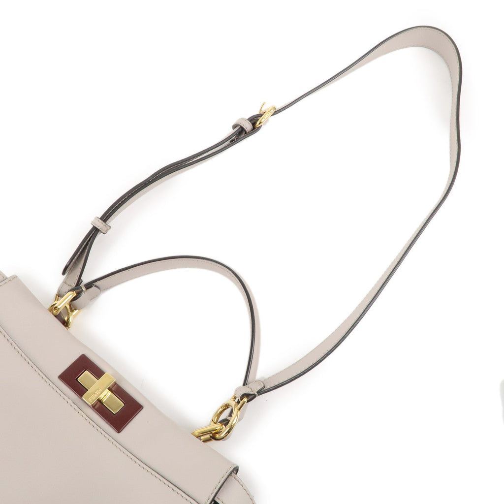 FENDI Selleria Peekaboo Regular Leather 2WAY Bag Gray 8BN290