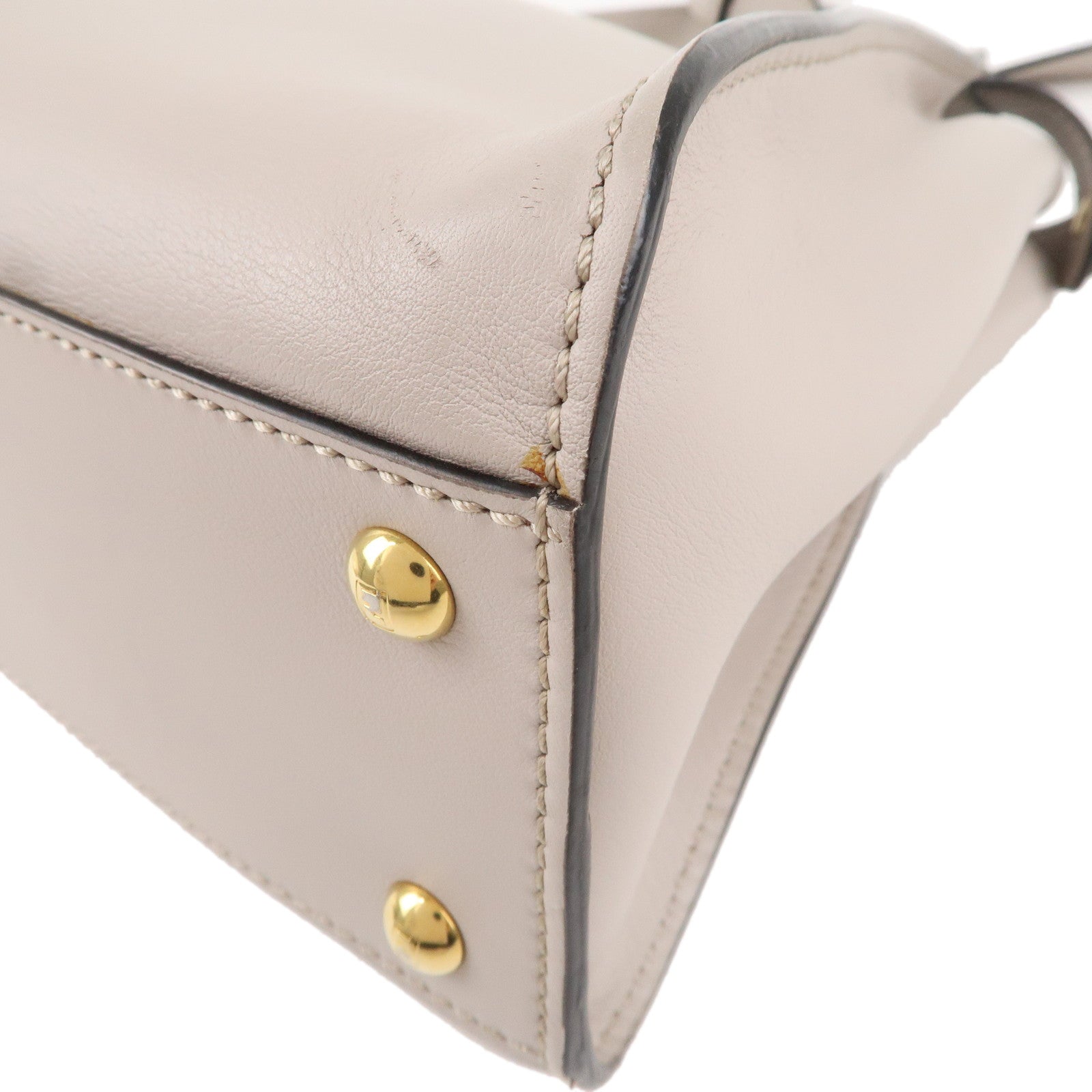 FENDI Selleria Peekaboo Regular Leather 2WAY Bag Gray 8BN290