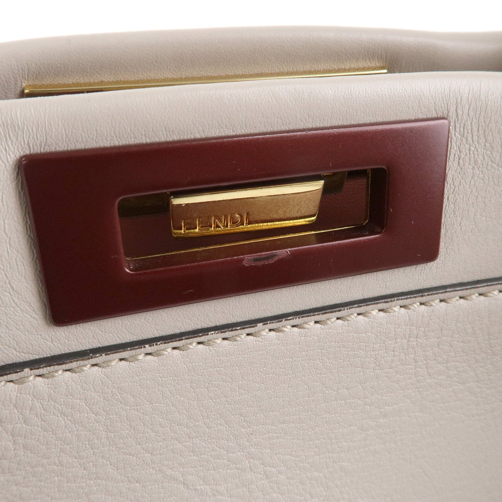 FENDI Selleria Peekaboo Regular Leather 2WAY Bag Gray 8BN290