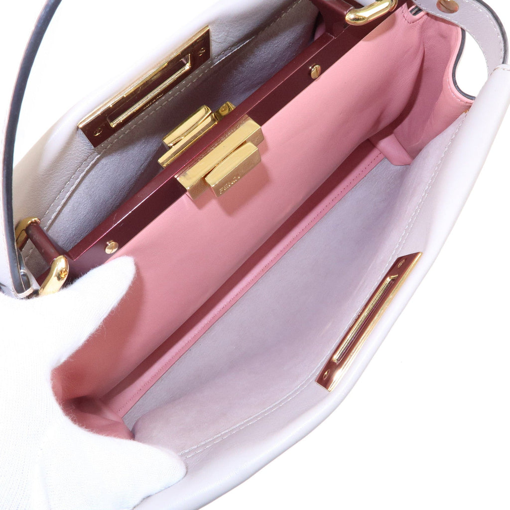 FENDI Selleria Peekaboo Regular Leather 2WAY Bag Gray 8BN290