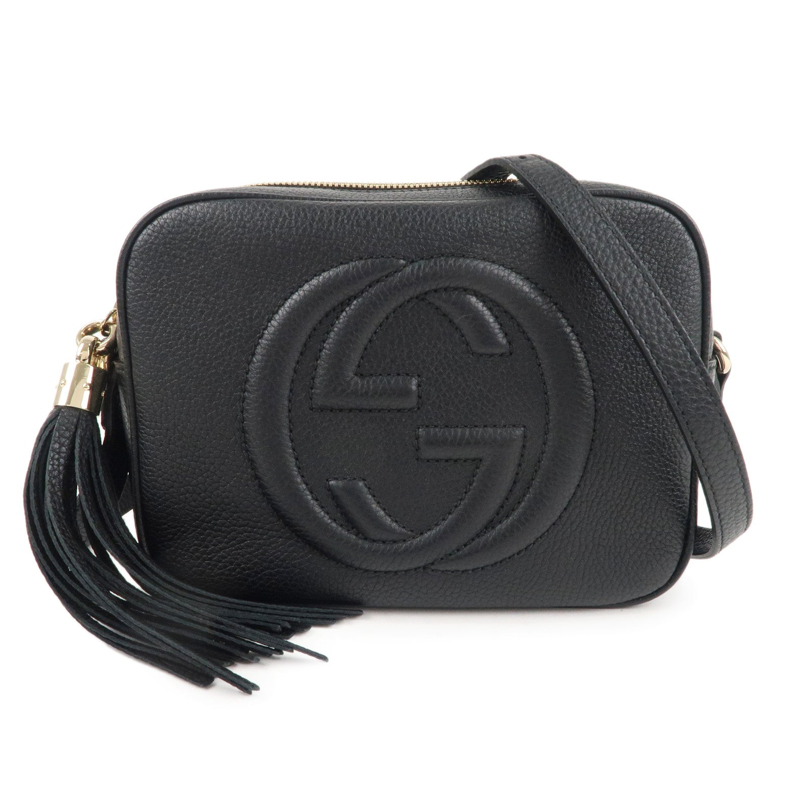 GUCCI SOHO Small Disco Leather Shoulder Bag Black 308364