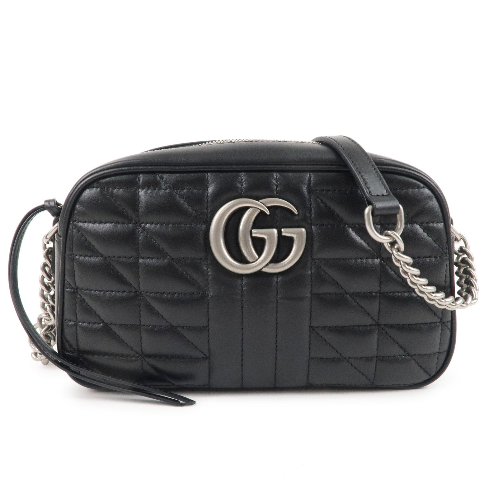 GUCCI GG Marmont Leather Chain Shoulder Bag Crossbody Black 447632