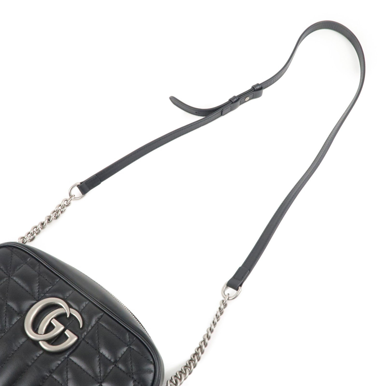 GUCCI GG Marmont Leather Chain Shoulder Bag Crossbody Black 447632