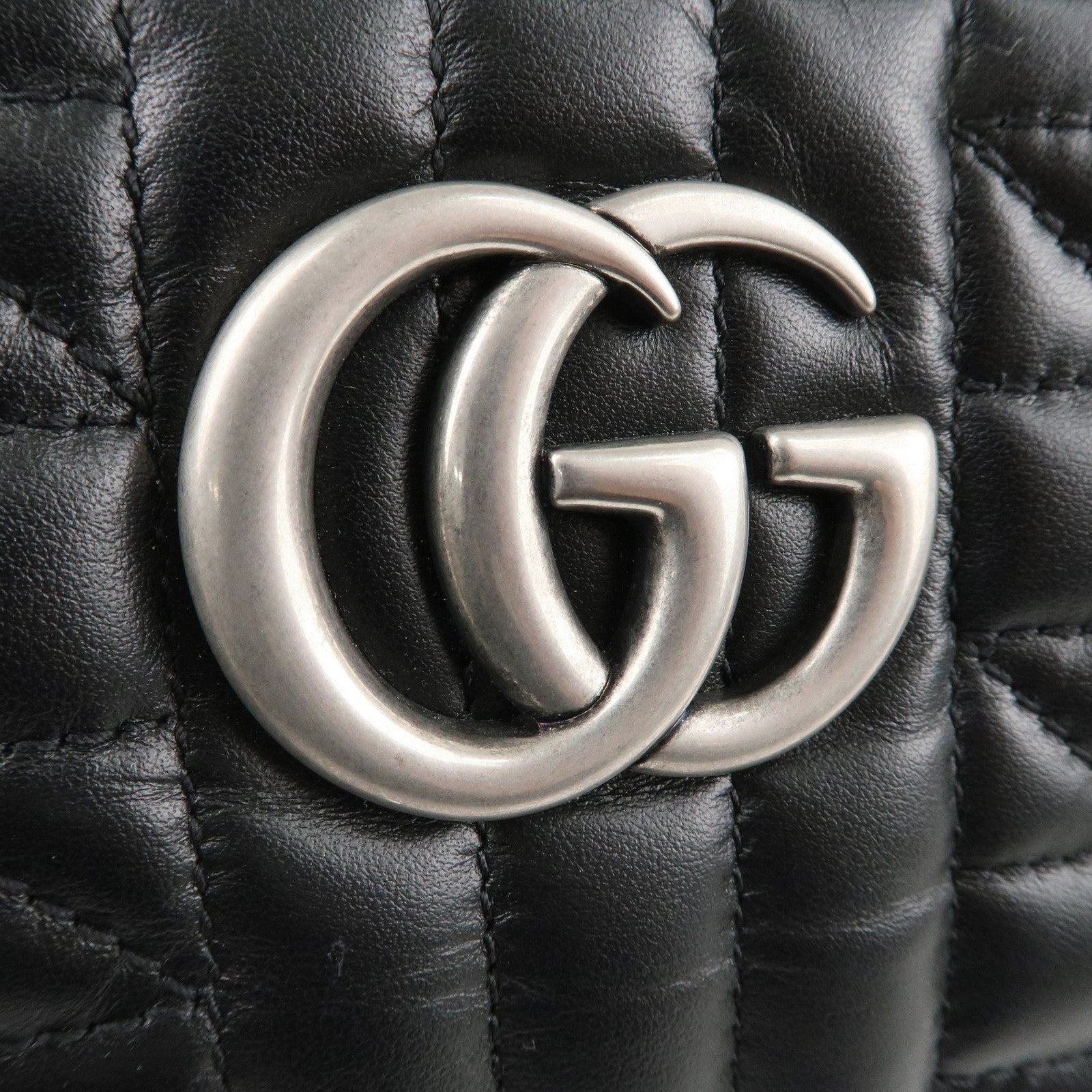 GUCCI GG Marmont Leather Chain Shoulder Bag Crossbody Black 447632