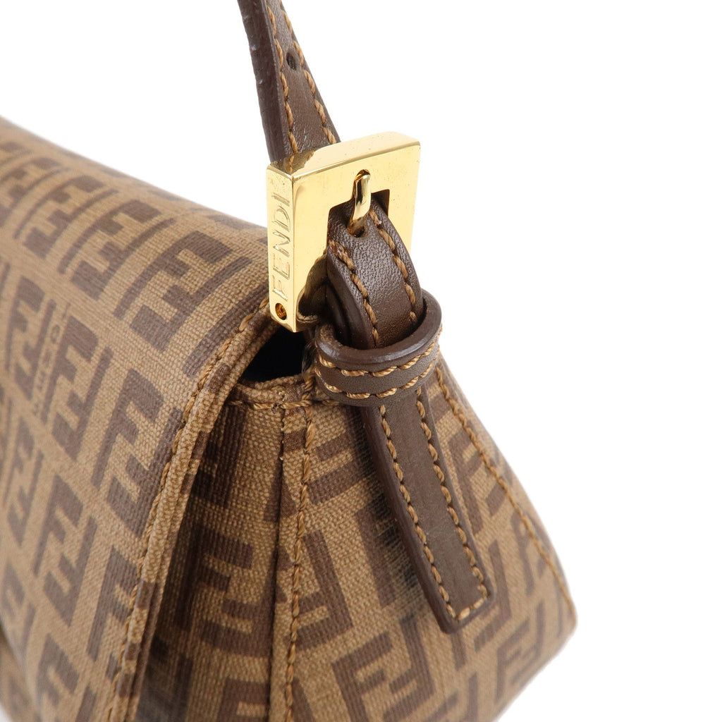 FENDI Zucchino Mamma Baguette PVC Leather Hand Bag Brown 8BR180