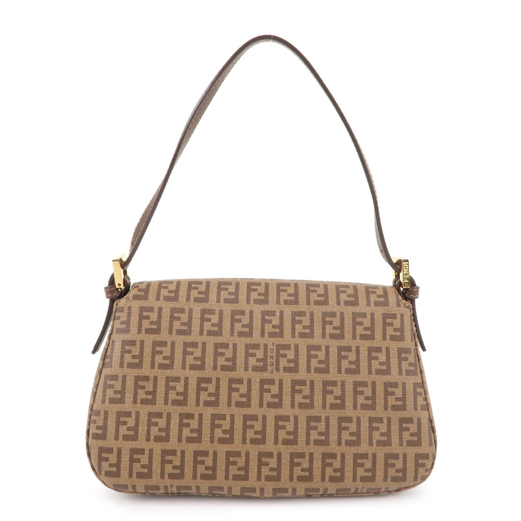 FENDI Zucchino Mamma Baguette PVC Leather Hand Bag Brown 8BR180