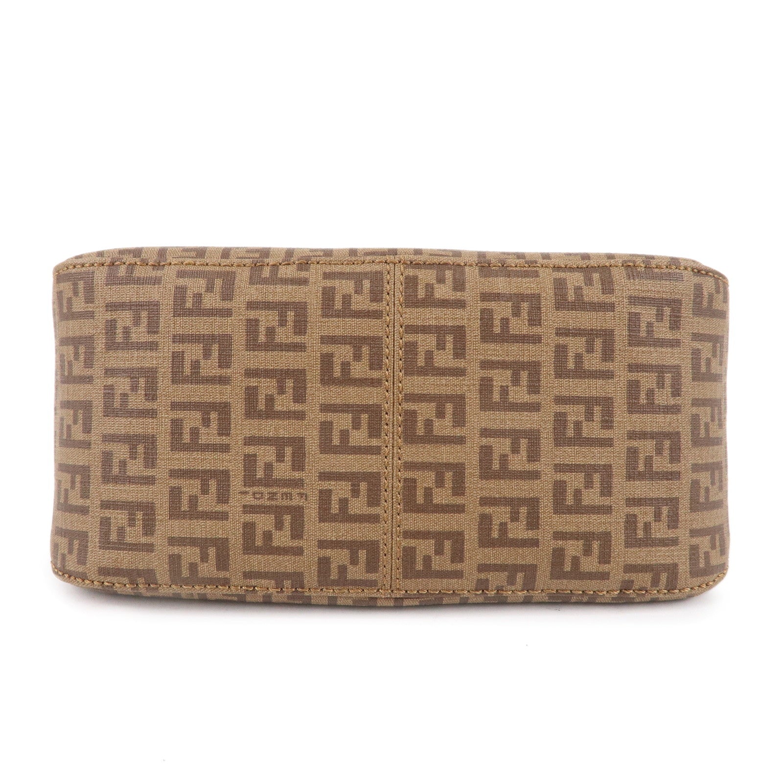 FENDI Zucchino Mamma Baguette PVC Leather Hand Bag Brown 8BR180