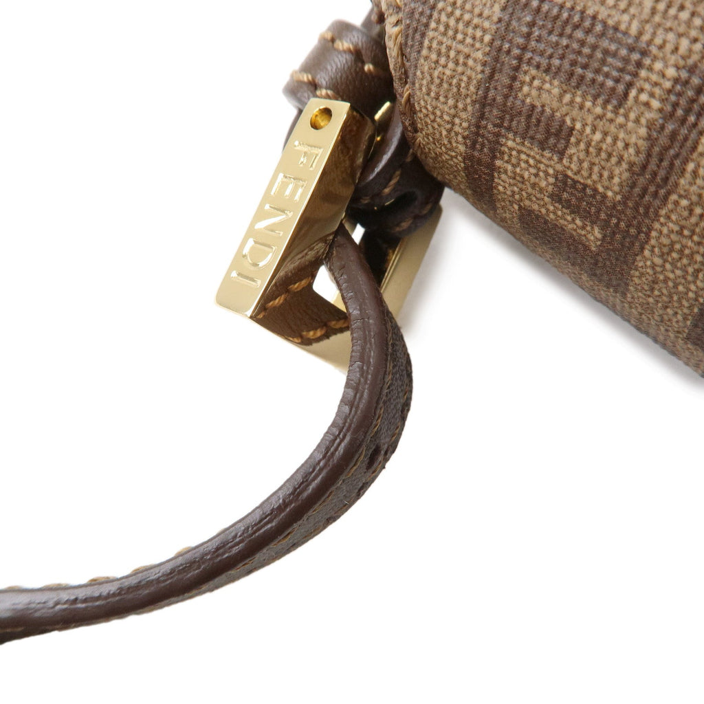 FENDI Zucchino Mamma Baguette PVC Leather Hand Bag Brown 8BR180