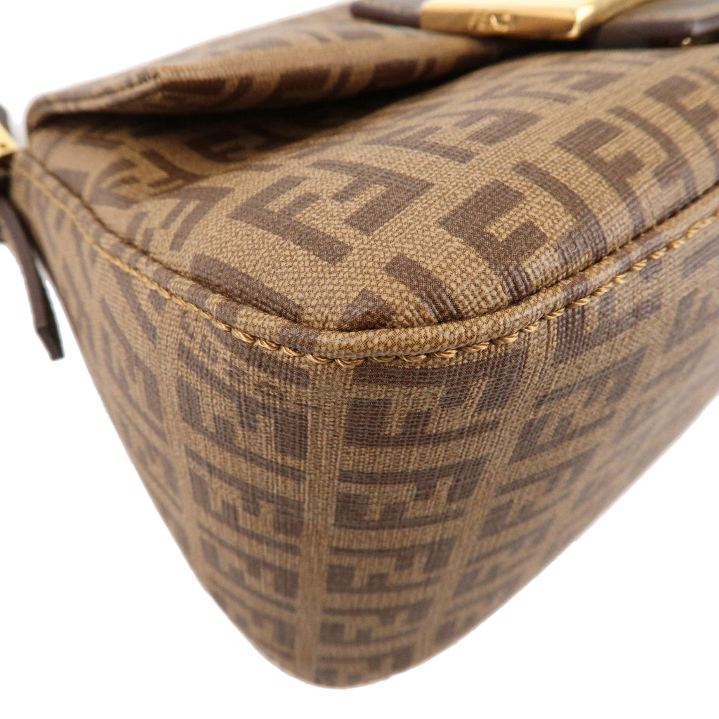 FENDI Zucchino Mamma Baguette PVC Leather Hand Bag Brown 8BR180