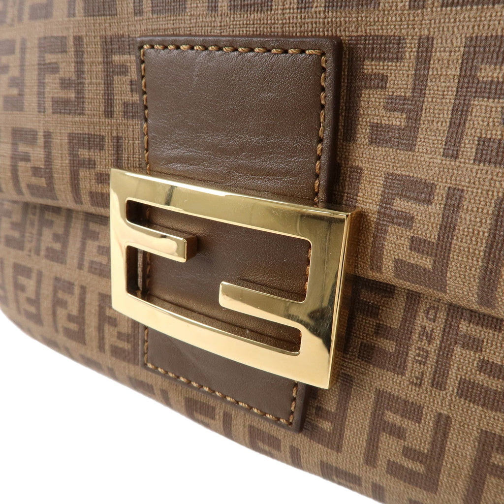 FENDI Zucchino Mamma Baguette PVC Leather Hand Bag Brown 8BR180