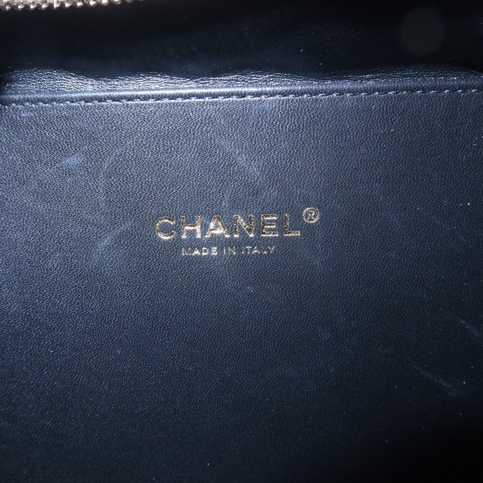 CHANEL CC Filigree Caviar Skin Vanity Case 2Way Bag Beige A93342