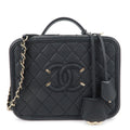 CHANEL CC Filigree Matelasse Caviar Skin Shoulder Bag Black A93344