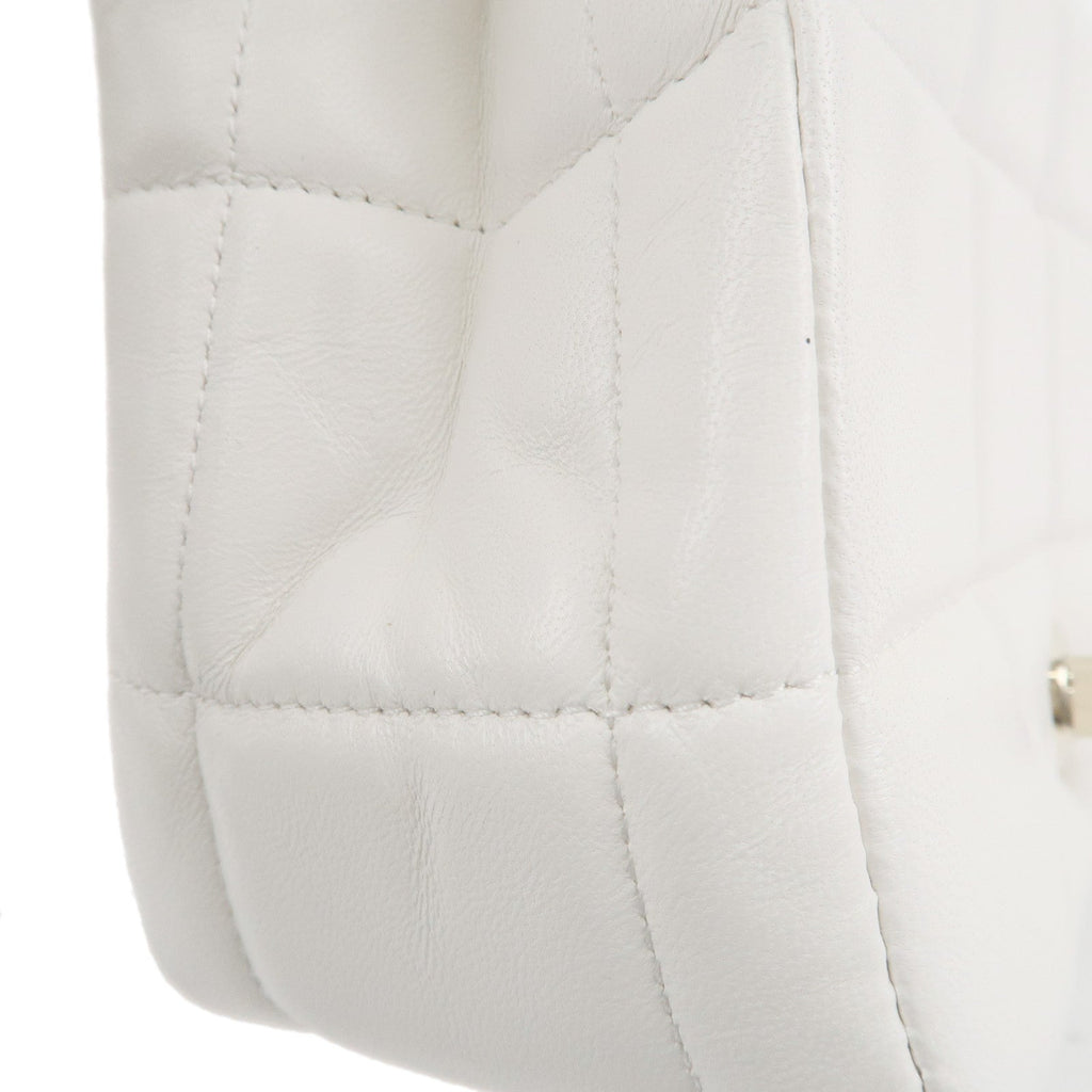 CHANEL Chocolate Bar Mini Matelasse Lamb Skin Shoulder Bag White