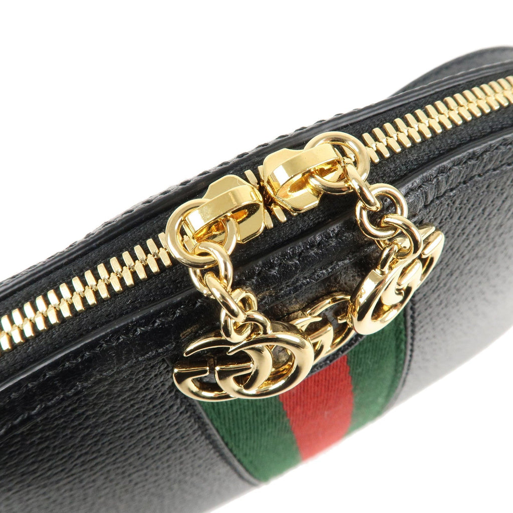 GUCCI Ophidia Leather Cross Body Shoulder Bag Black 719881