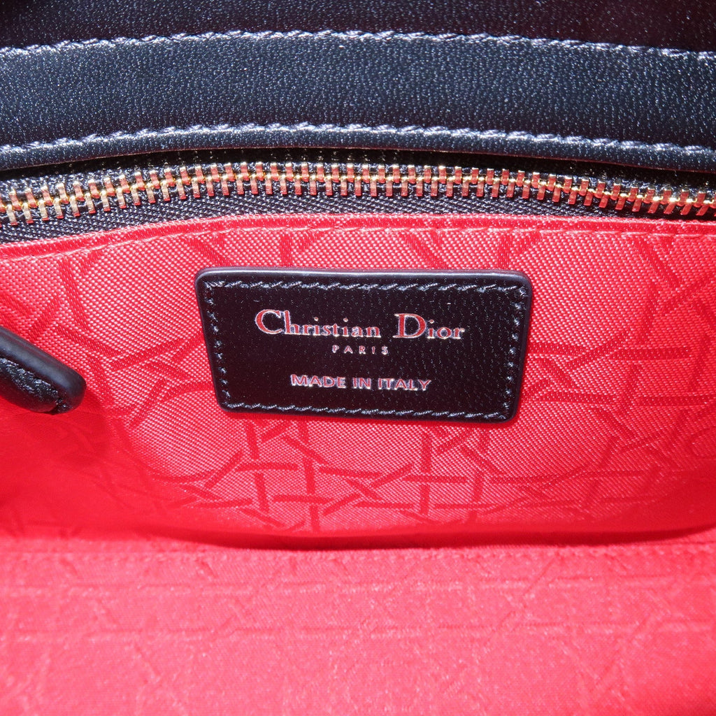 Christian Dior Cannage Lady Dior Leather 2way Hand Bag Black