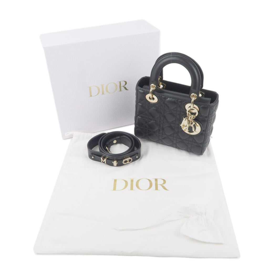 Christian Dior Cannage Lady Dior Leather 2way Hand Bag Black