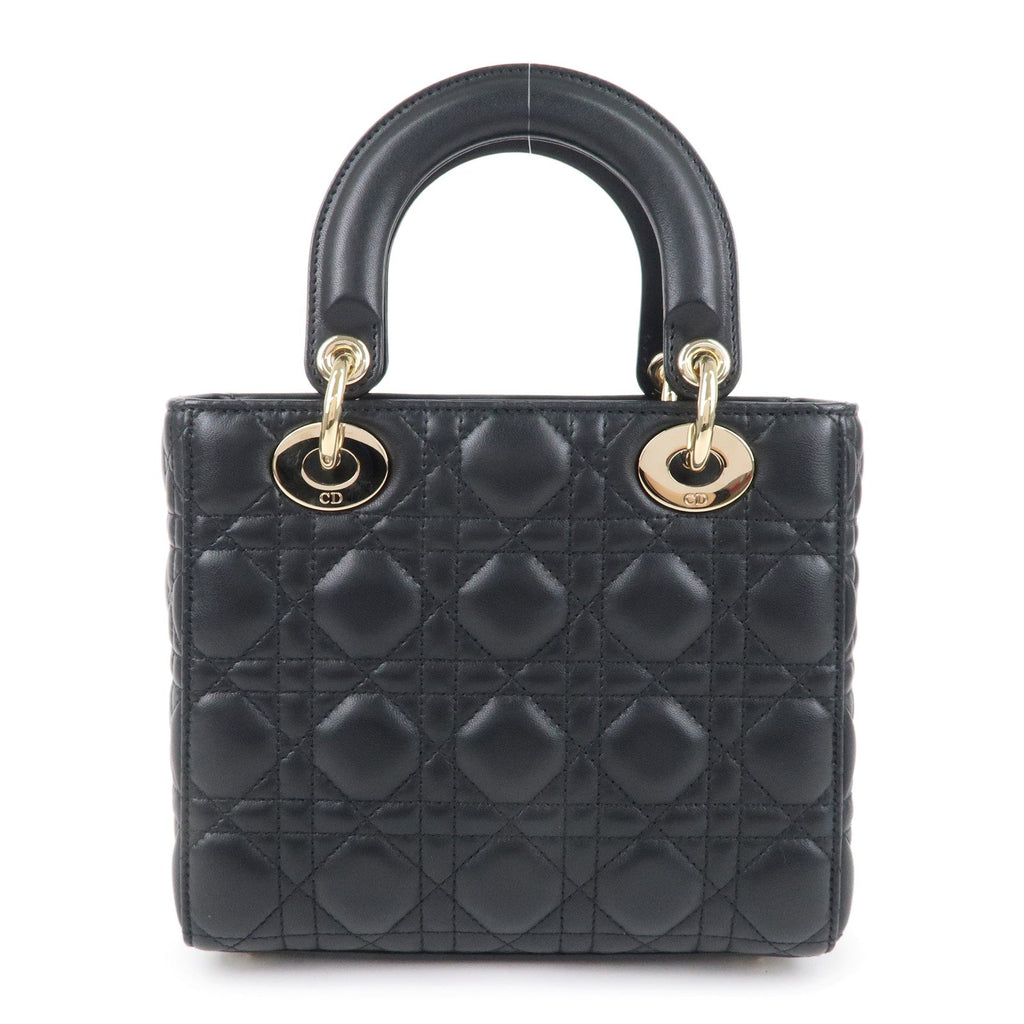 Christian Dior Cannage Lady Dior Leather 2way Hand Bag Black