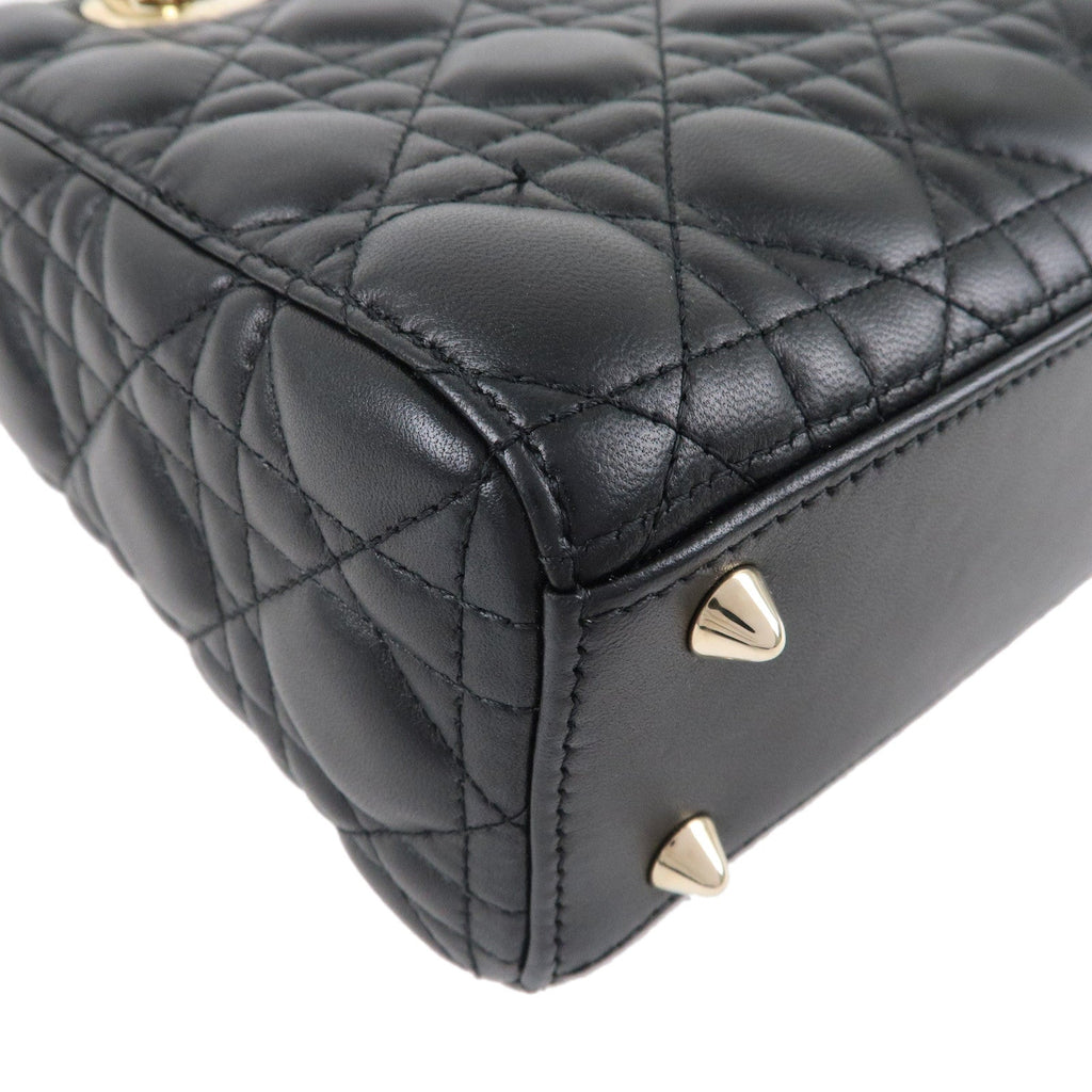 Christian Dior Cannage Lady Dior Leather 2way Hand Bag Black