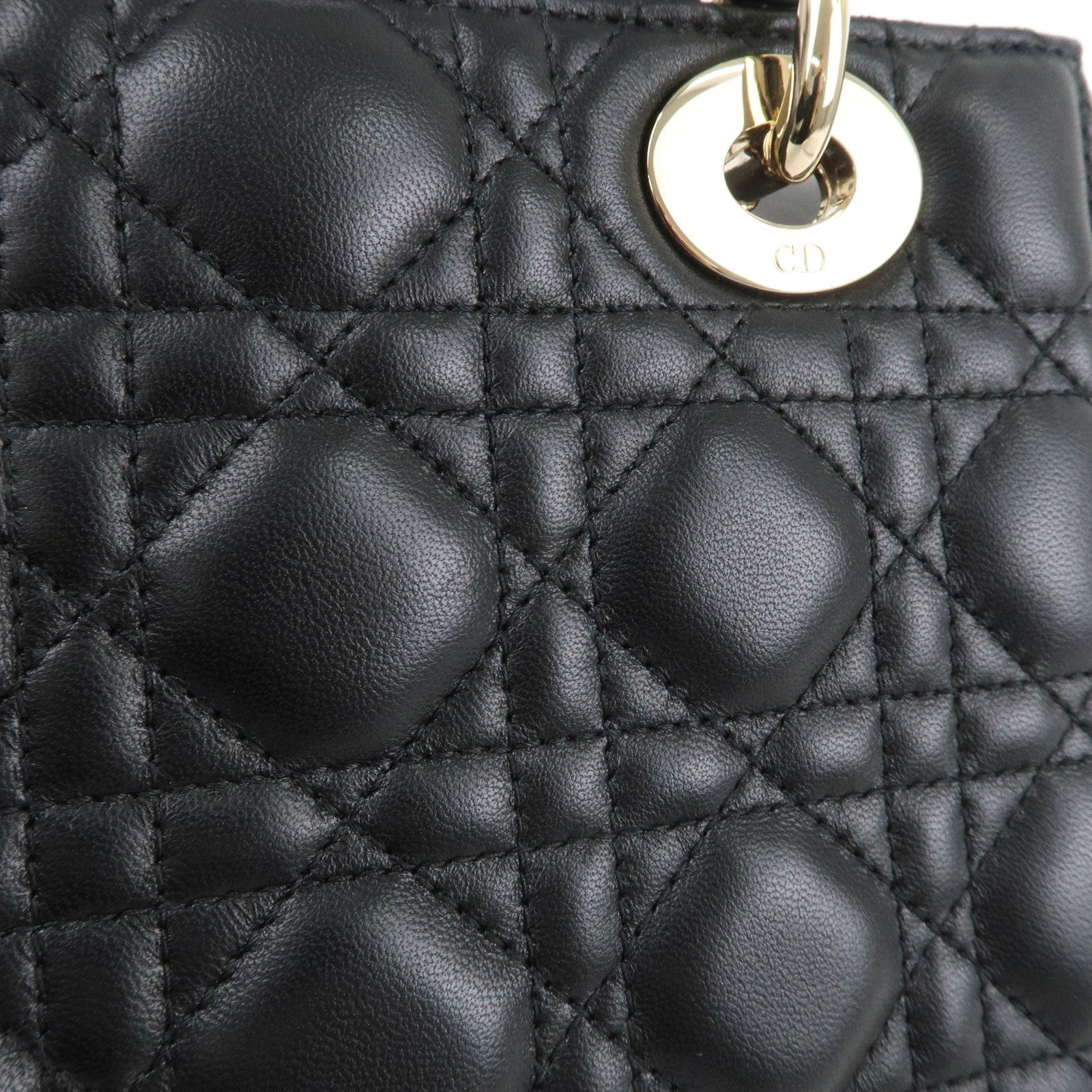 Christian Dior Cannage Lady Dior Leather 2way Hand Bag Black