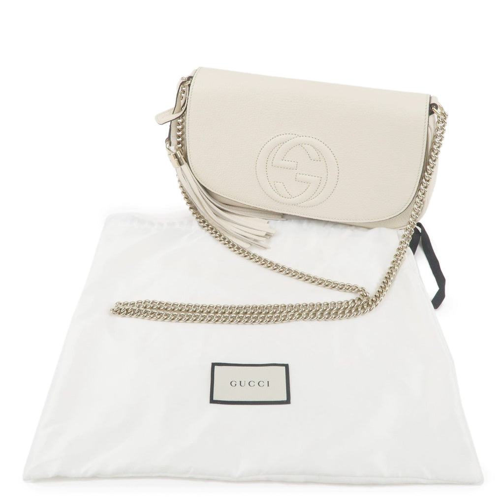 GUCCI SOHO Leather Chain Shoulder Bag Crossbody Bag Ivory 536224