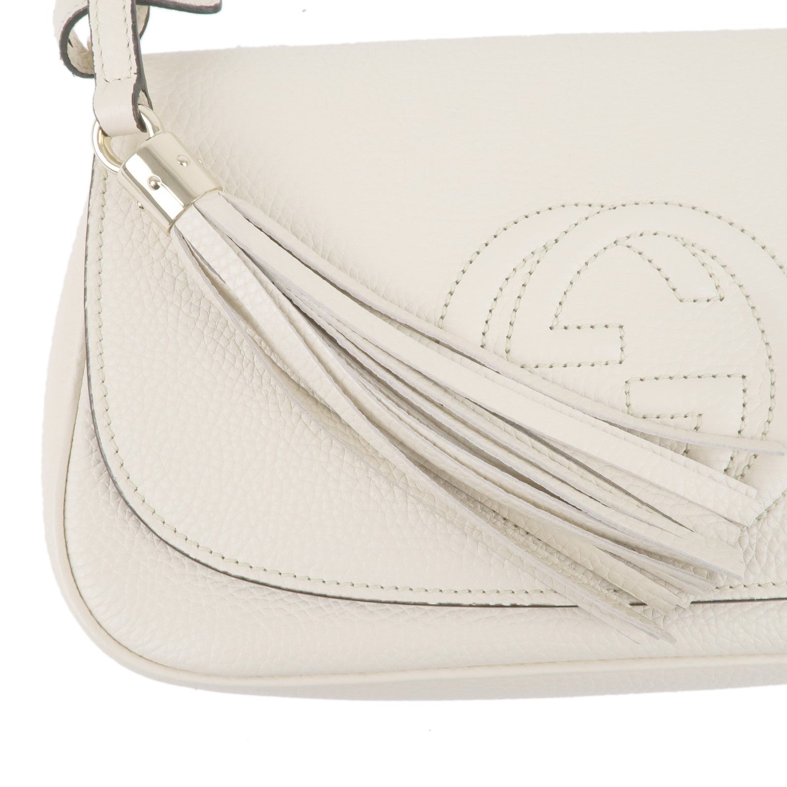 GUCCI SOHO Leather Chain Shoulder Bag Crossbody Bag Ivory 536224