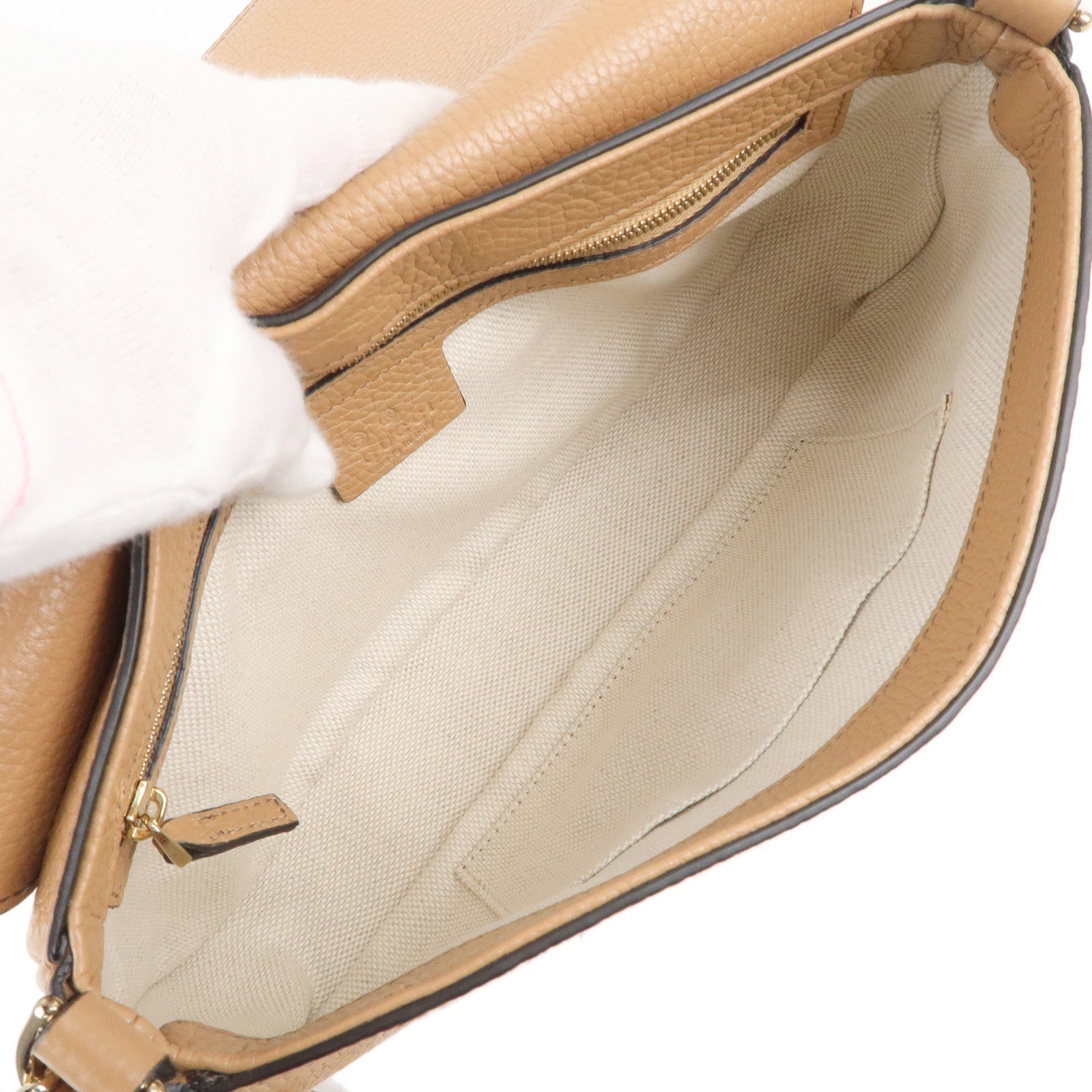 GUCCI SOHO Leather Chain Shoulder Bag Crossbody Bag Beige 536224
