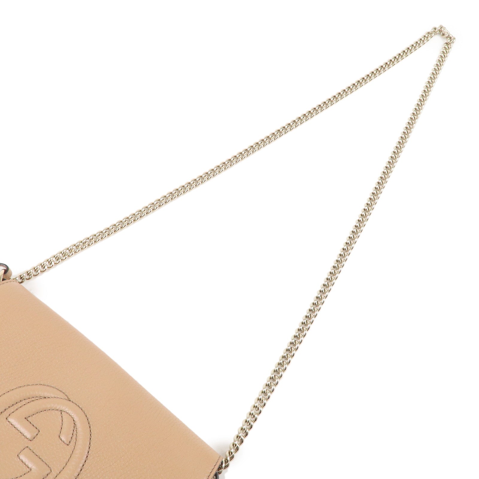 GUCCI SOHO Leather Chain Shoulder Bag Crossbody Bag Beige 536224