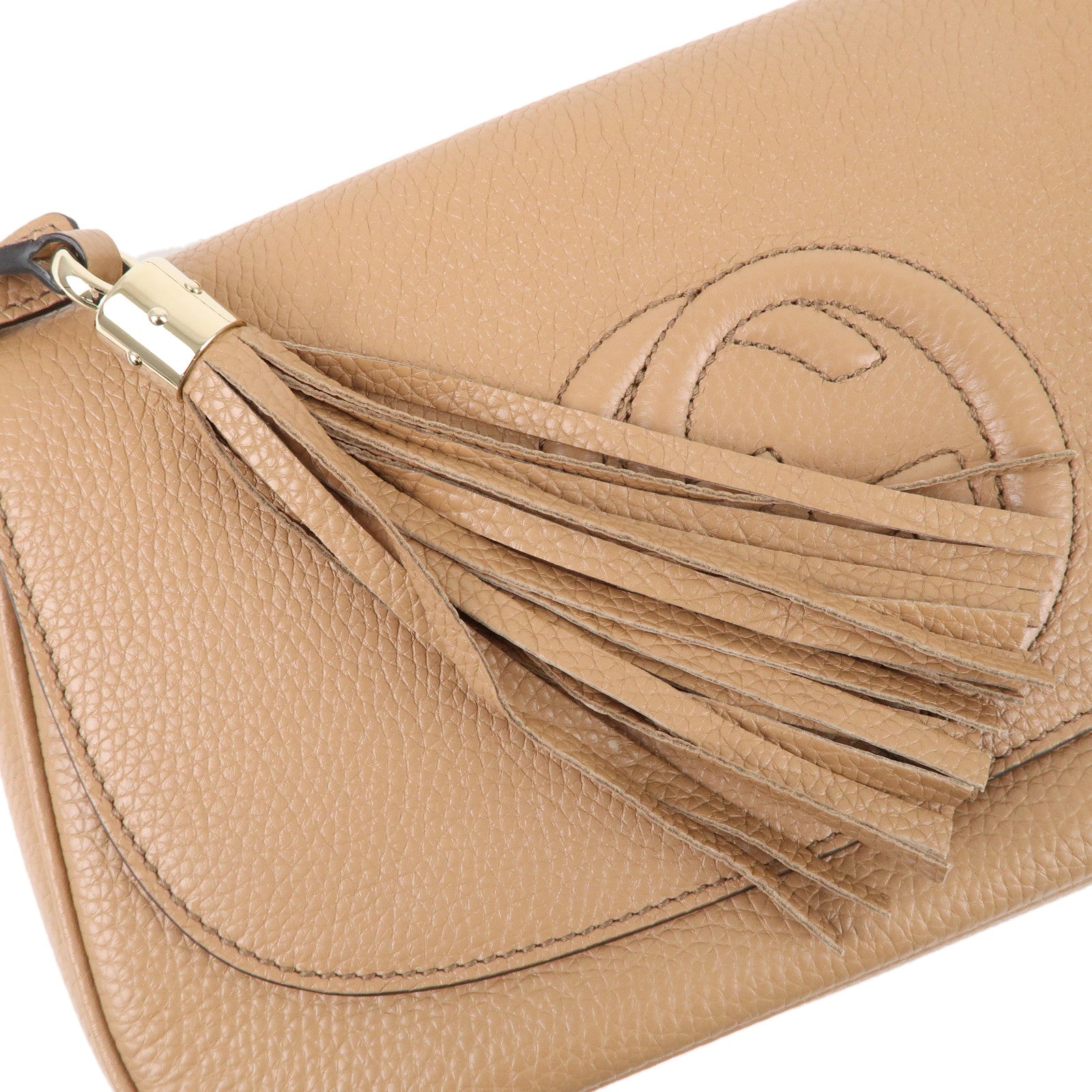 GUCCI SOHO Leather Chain Shoulder Bag Crossbody Bag Beige 536224