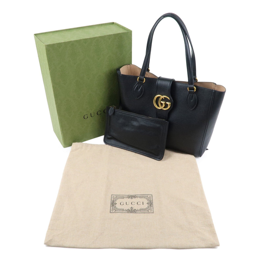 GUCCI GG Marmont Leather Tote Bag Hand Bag Black 652680