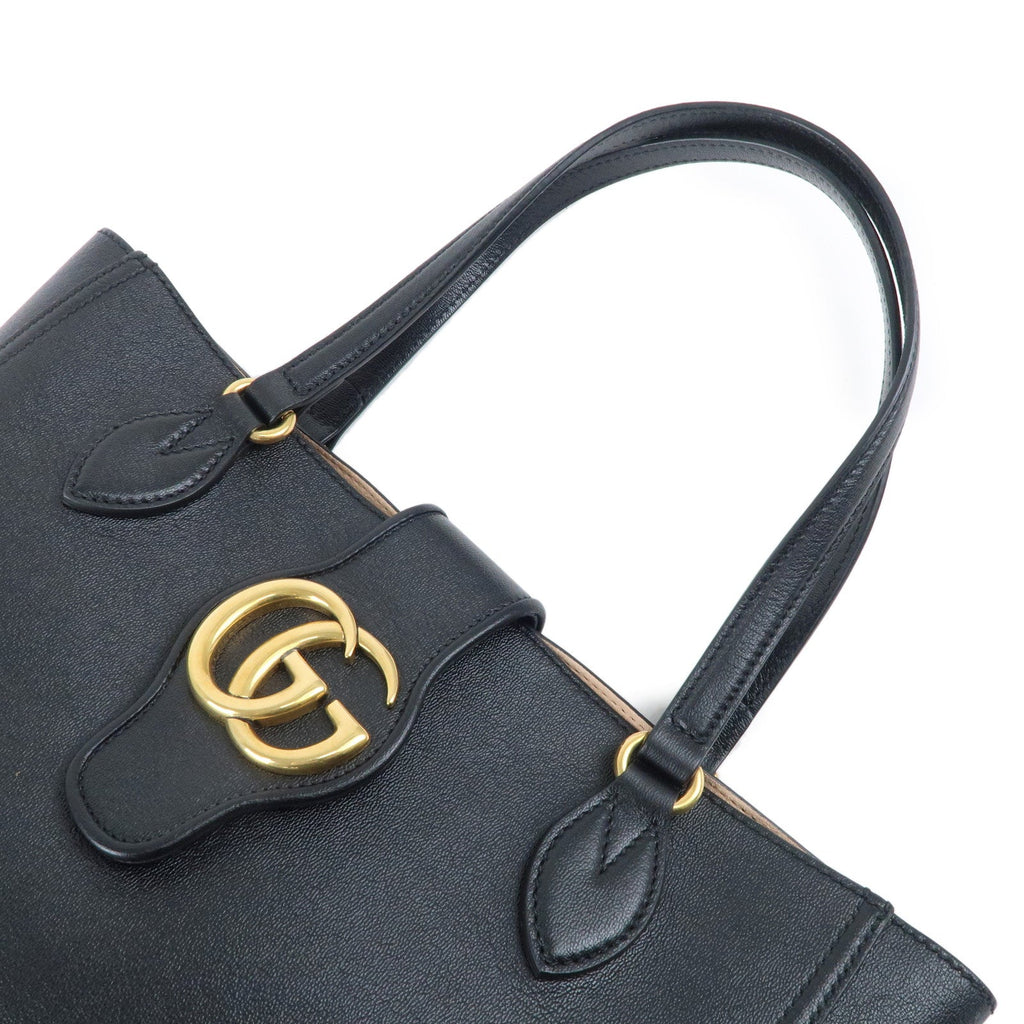 GUCCI GG Marmont Leather Tote Bag Hand Bag Black 652680