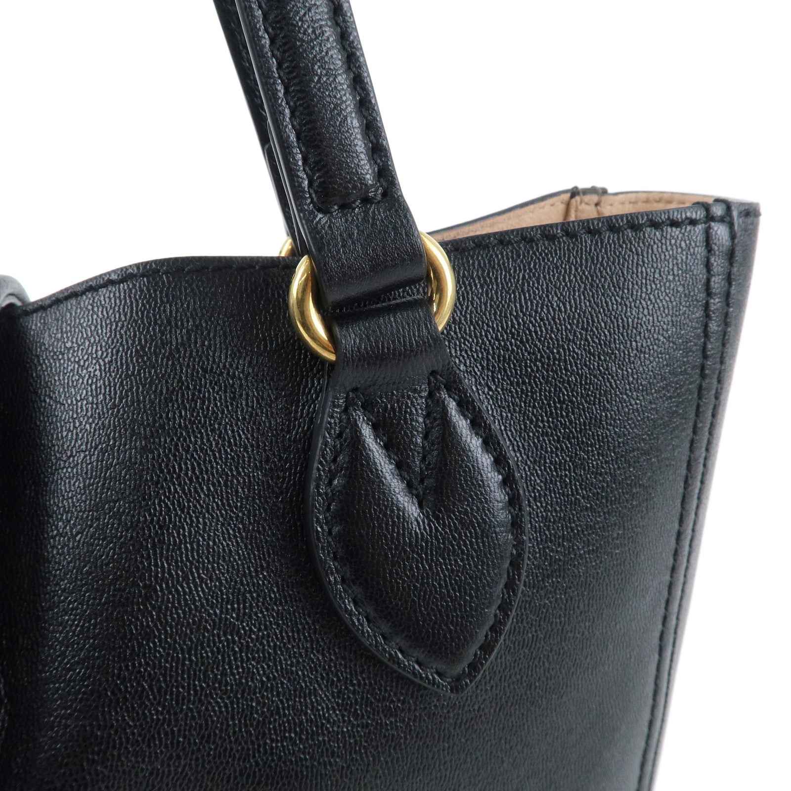 GUCCI GG Marmont Leather Tote Bag Hand Bag Black 652680