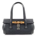 GUCCI Bamboo GG Canvas Leather Hand Bag Black 111713