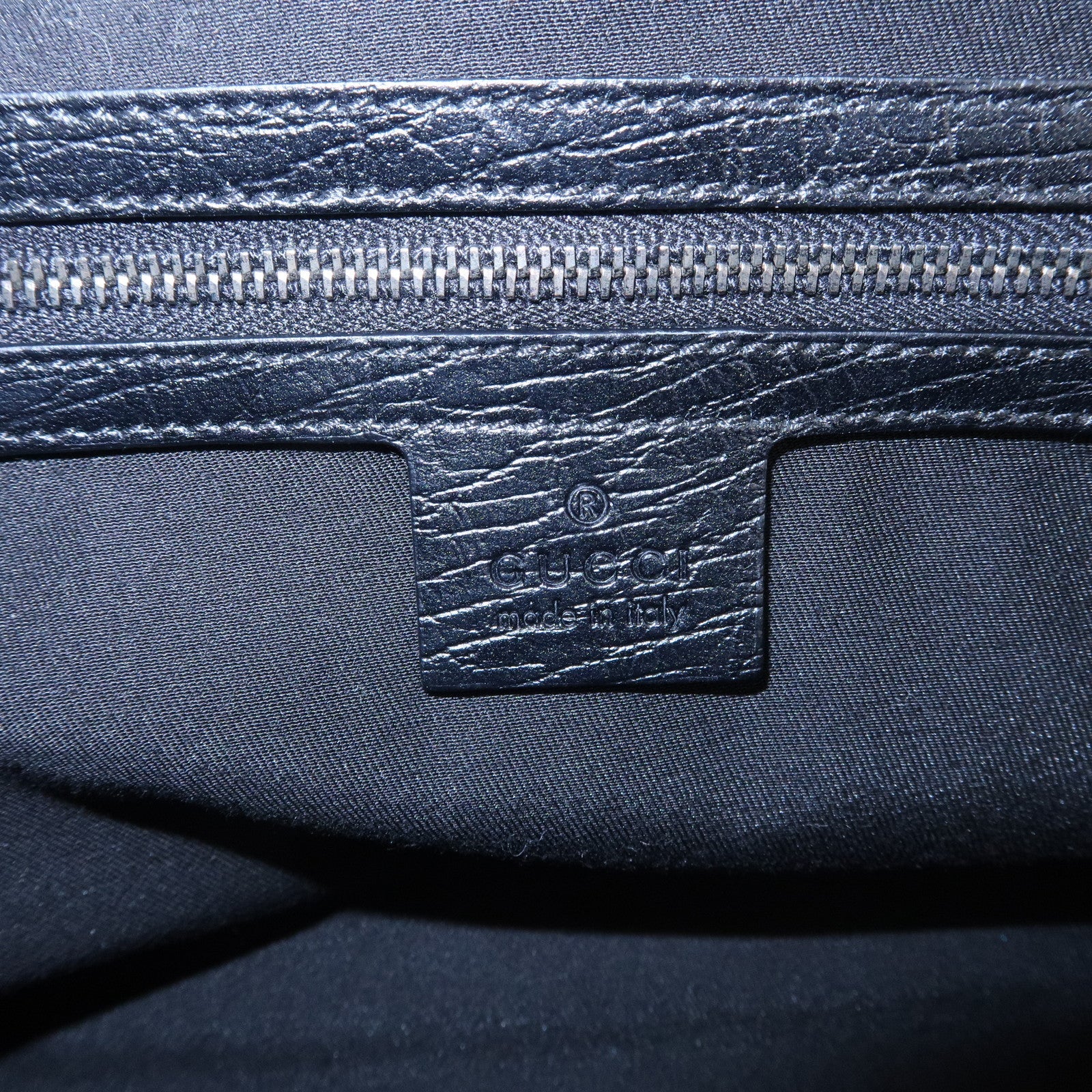 GUCCI Bamboo GG Canvas Leather Hand Bag Black 111713