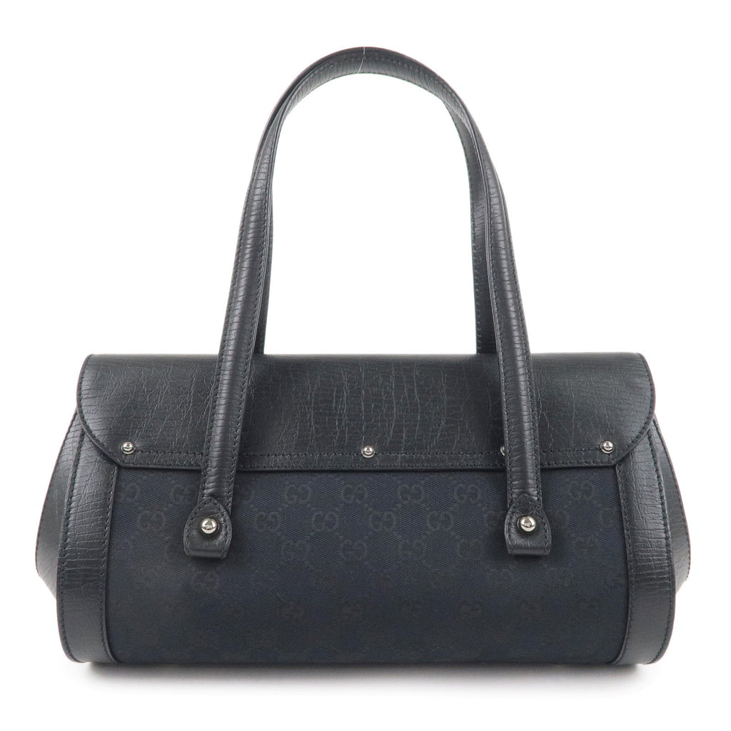 GUCCI Bamboo GG Canvas Leather Hand Bag Black 111713