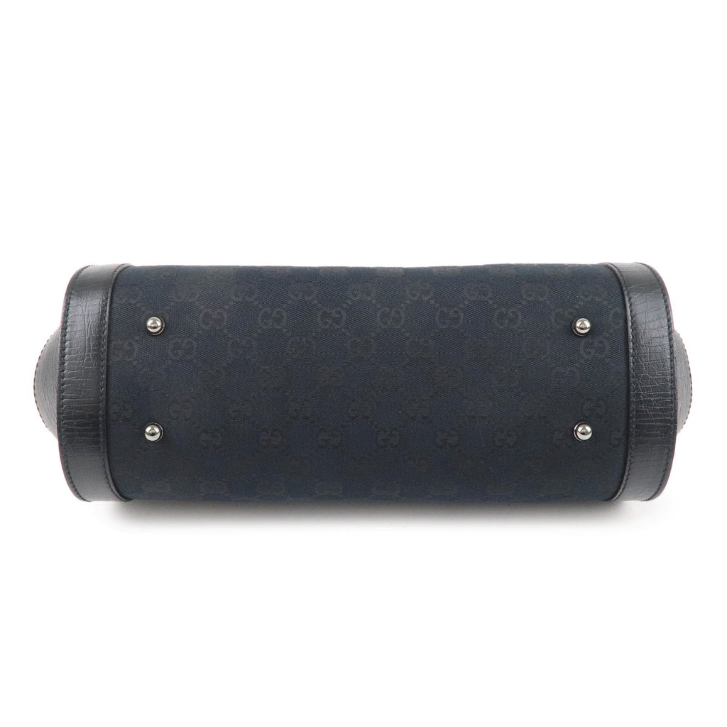 GUCCI Bamboo GG Canvas Leather Hand Bag Black 111713