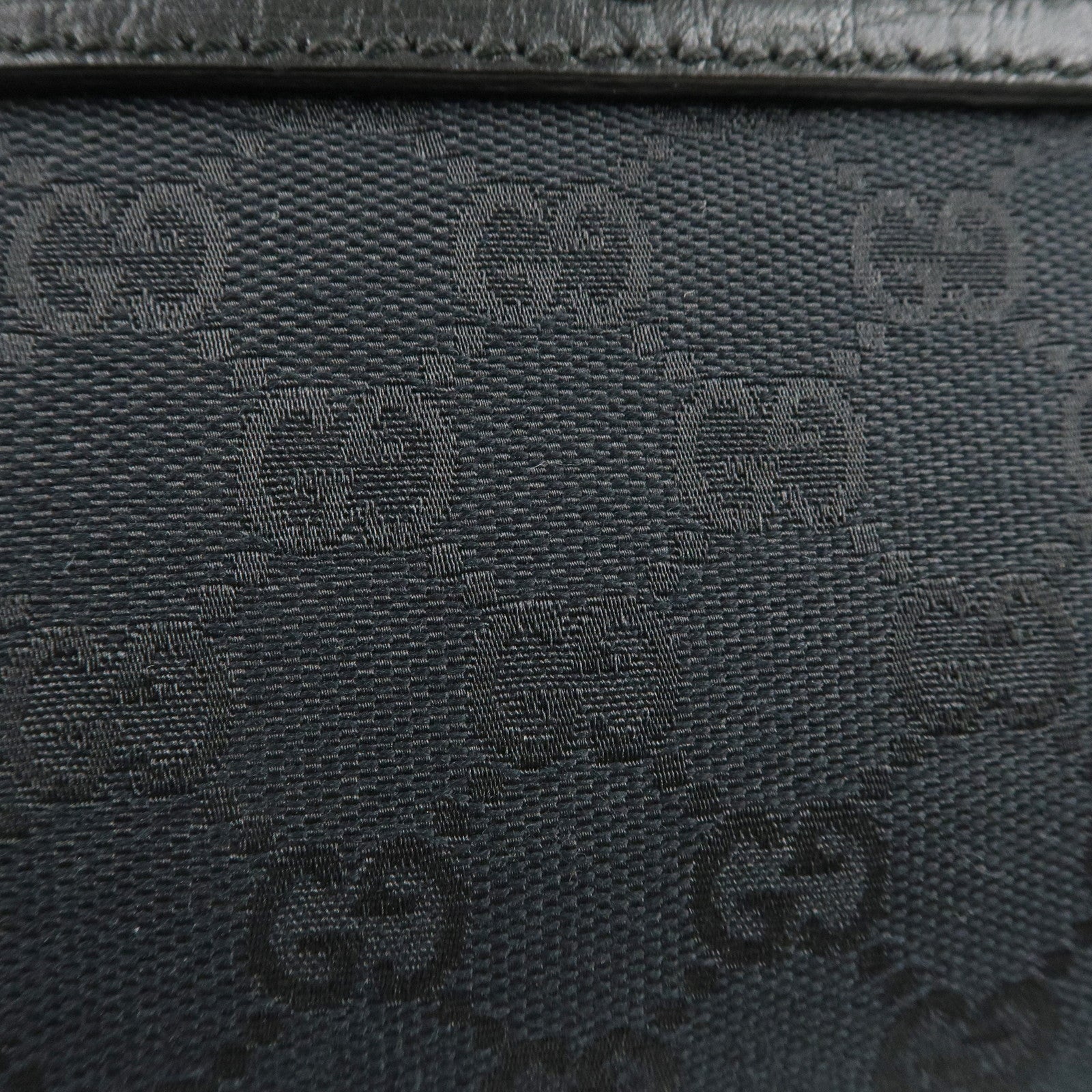 GUCCI Bamboo GG Canvas Leather Hand Bag Black 111713