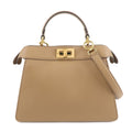 FENDI Leather Peekaboo ISeeU Small Hand Bag Brown 8BN327